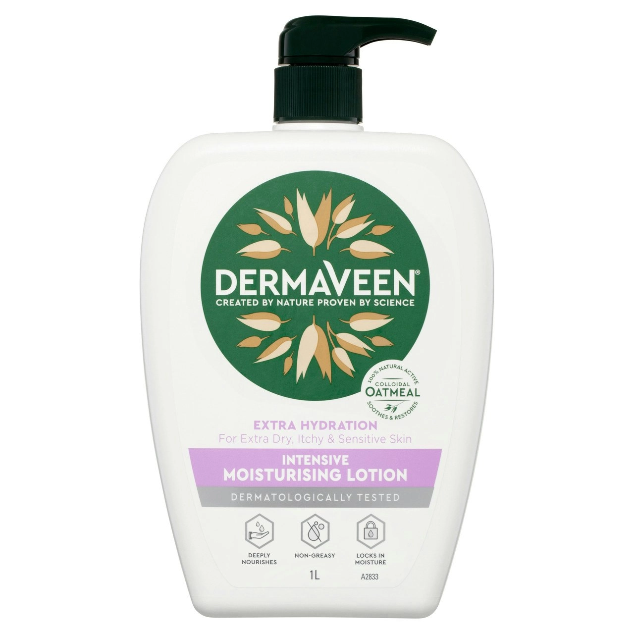 DermaVeen Extra Hydration Intensive Moisturising Lotion for Extra Dry, Itchy & Sensitive Skin 1L