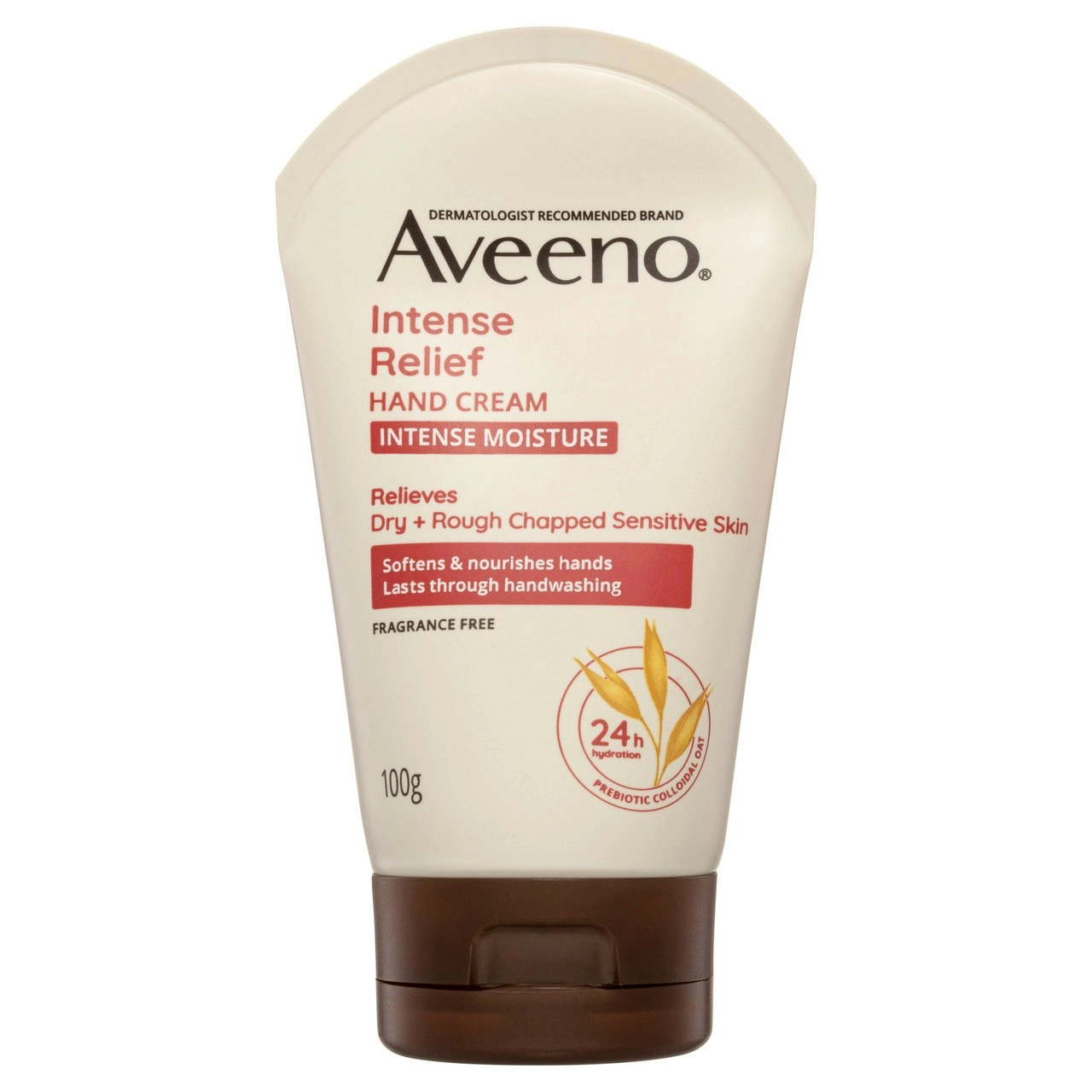 Aveeno Intense Relief Soothing Fragrance Free Hand Cream 24-Hour Moisture Protect Dry Rough Chapped Sensitive Skin 100g