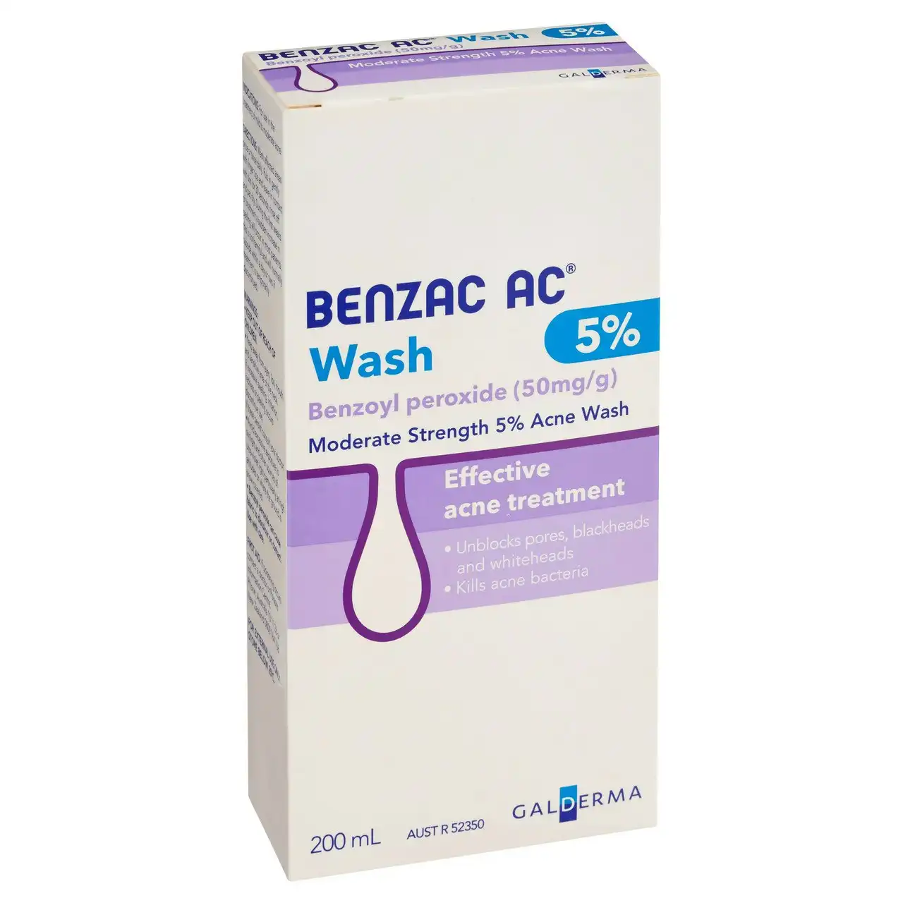 Benzac AC Moderate Strength 5% Acne Wash 200mL, Body Wash