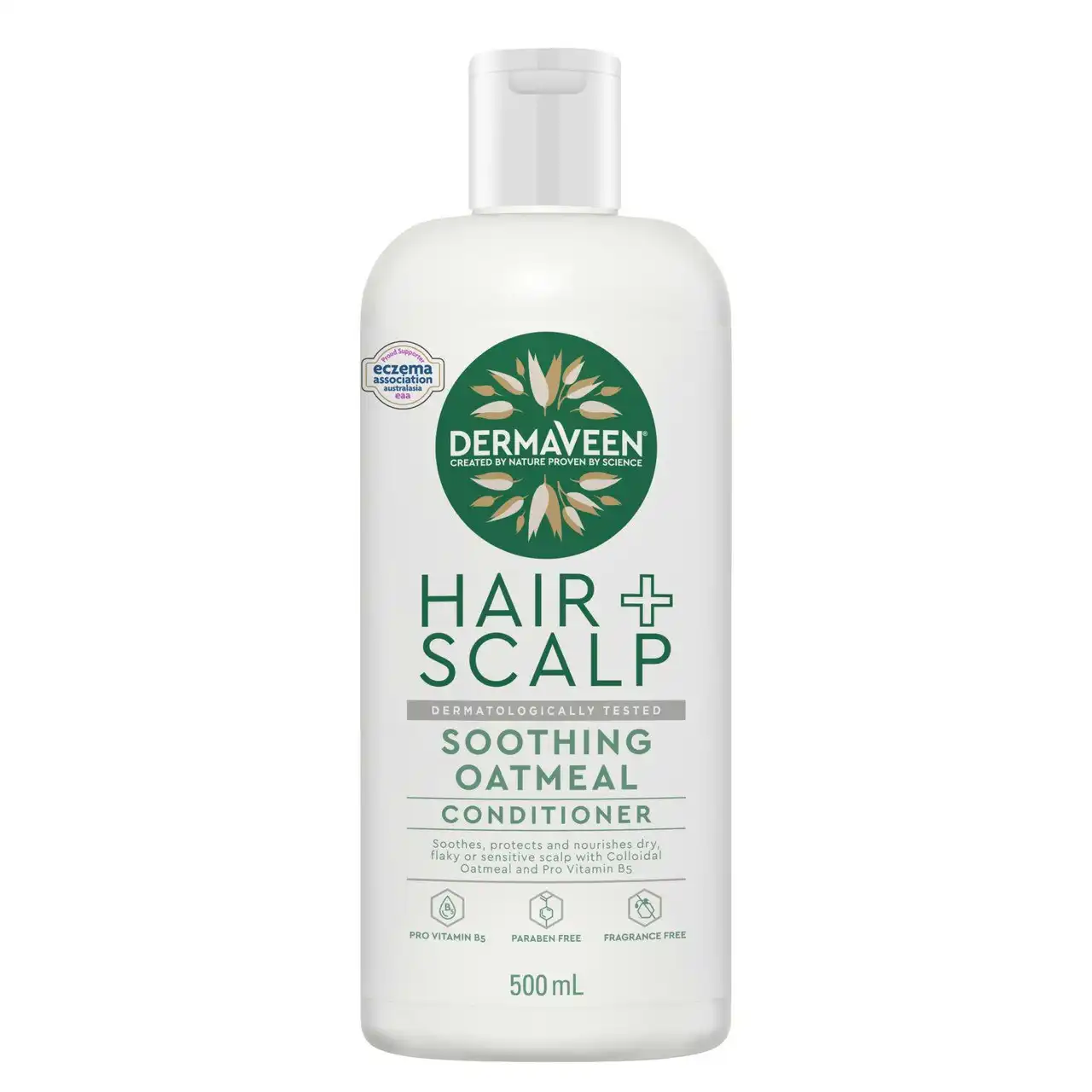 DermaVeen Hair + Scalp Soothing Oatmeal Conditioner for Dry, Flaky or Sensitive Scalps 500mL