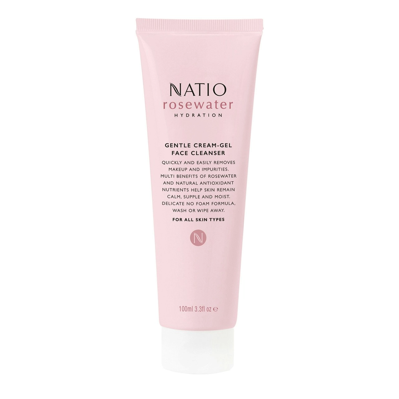 Natio Rosewater Gentle Cream Gel Face Cleanser 100ml