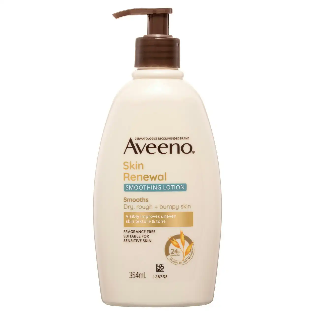Aveeno Skin Renewal Smoothing Fragrance Free Body Lotion 24-Hour Hydration Dry Rough Bumpy Sensitive Skin Natural PHA 354mL