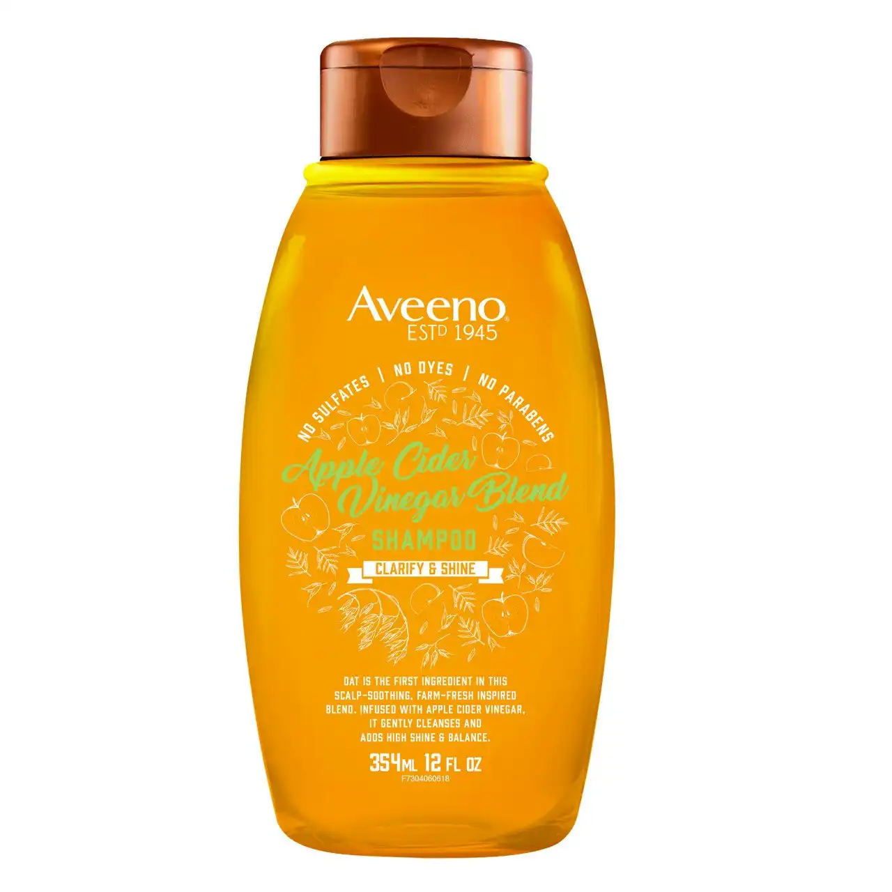 Aveeno Clarify & Shine Apple Cider Vinegar Blend Shampoo For Scalp Soothing & Gentle Cleansing 354mL