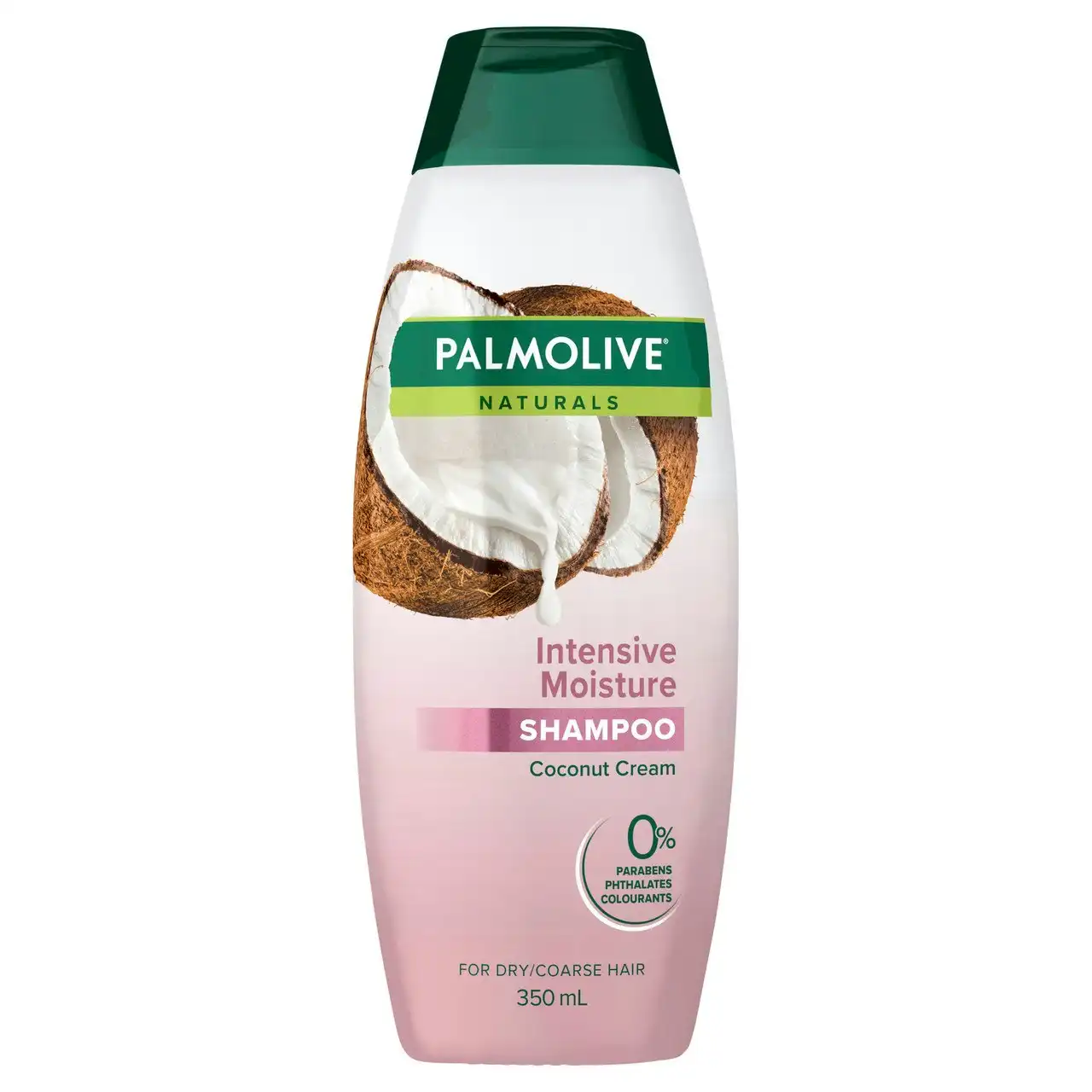 Palmolive Naturals Hair Shampoo, 350mL, Intensive Moisture with Coconut Cream, For Coarse or Dry Hair, No Parabens, Phthalates or Colourants