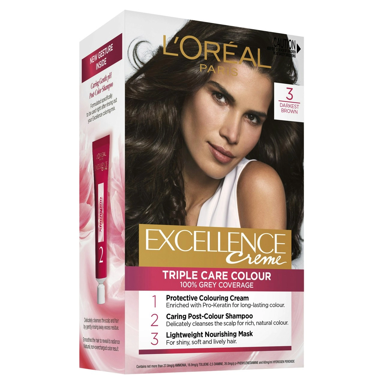 L'Oreal Paris Excellence Creme Permanent Hair Colour - 3 Darkest Brown