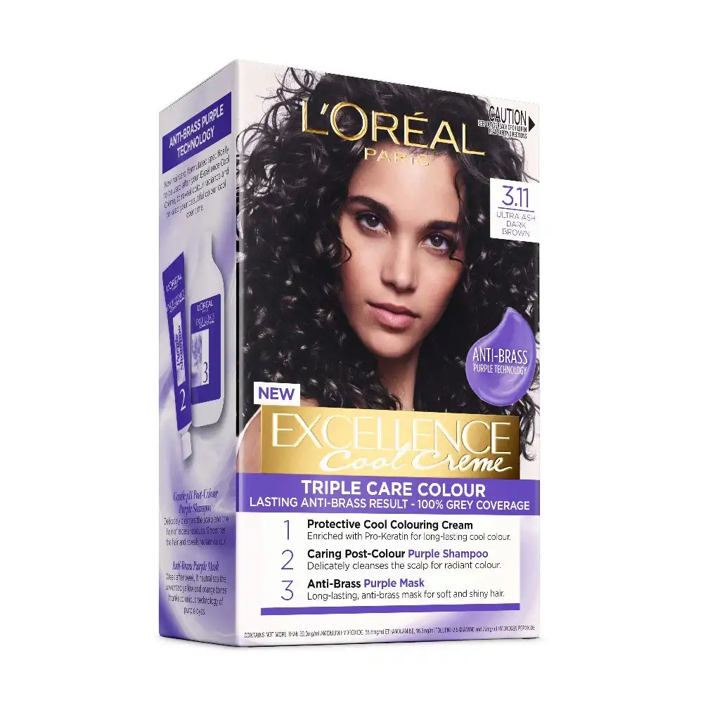 L'Oreal Paris Excellence Cool Creme Hair Colour with Pro-Keratin 3.11 Ultra Ash Dark Brown
