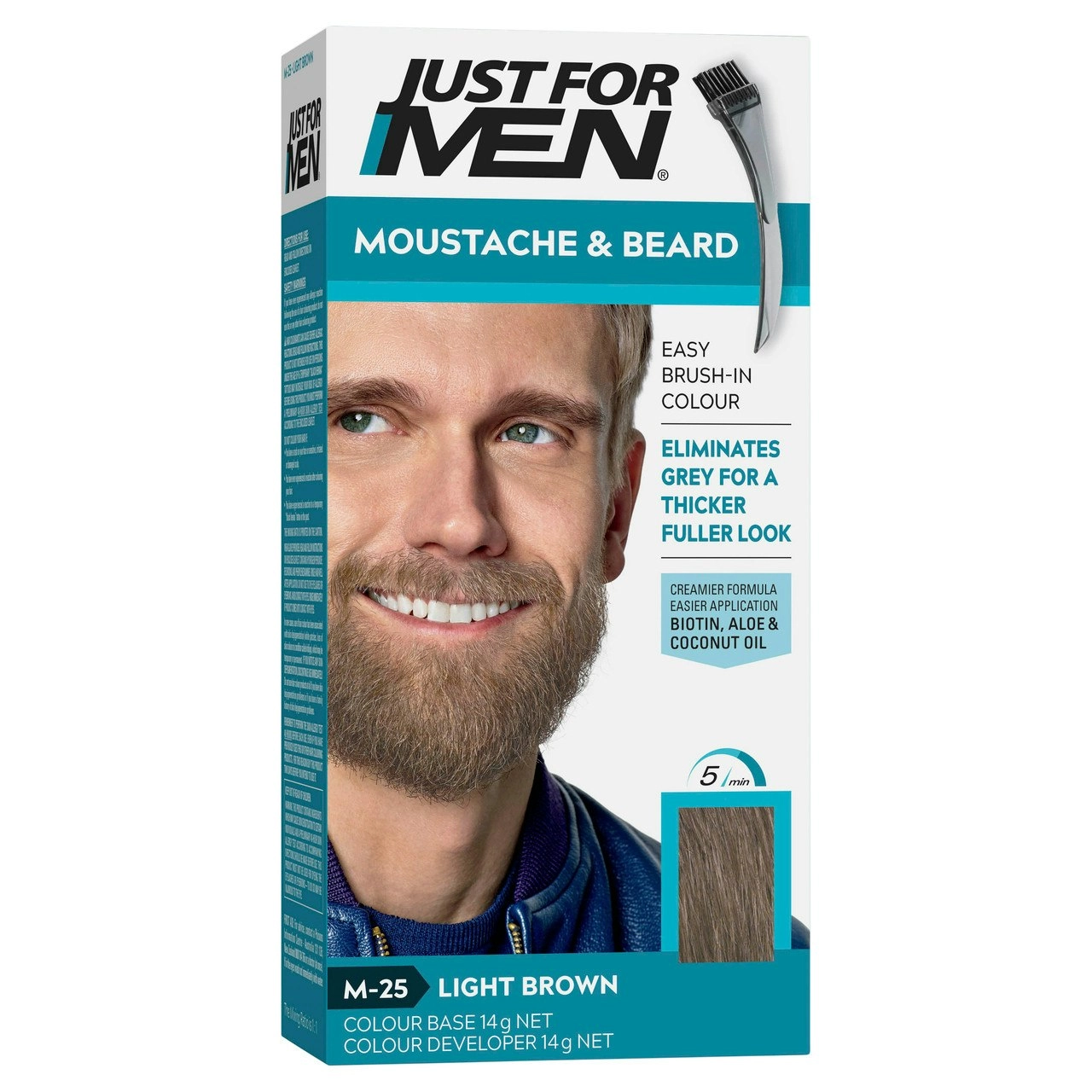 Just For Men Moustache & Beard Brush-In Colour Gel Light Brown