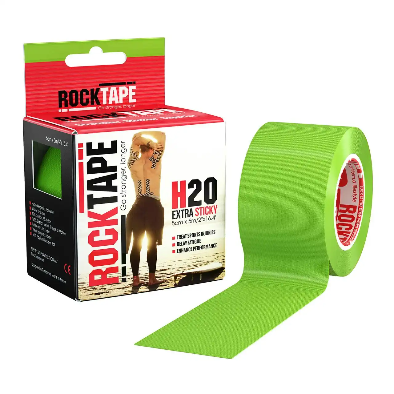 Rocktape H20 Lime Green 5cm x 5cm