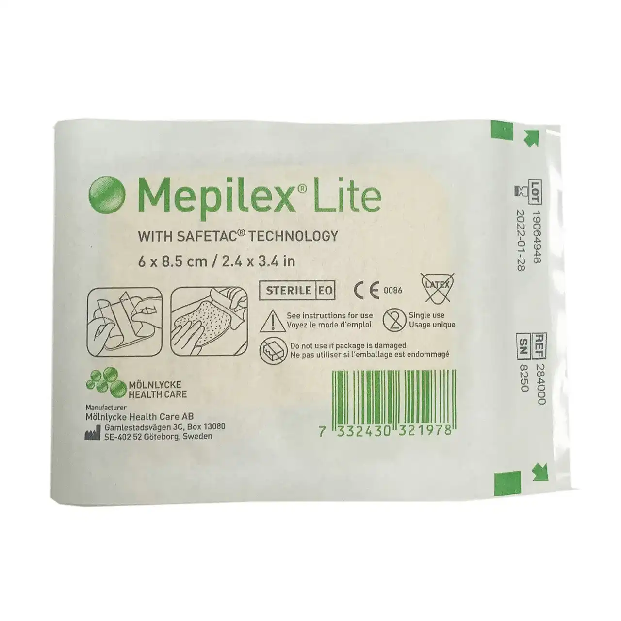 Mepilex Lite 6cm x 8.5cm Dressing- Single Dressing (1 Pack)