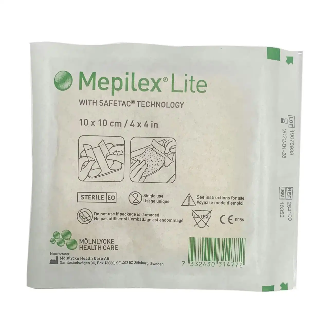 Mepilex Lite 10cm x 10cm Dressing - Single Dressing (1 Pack)