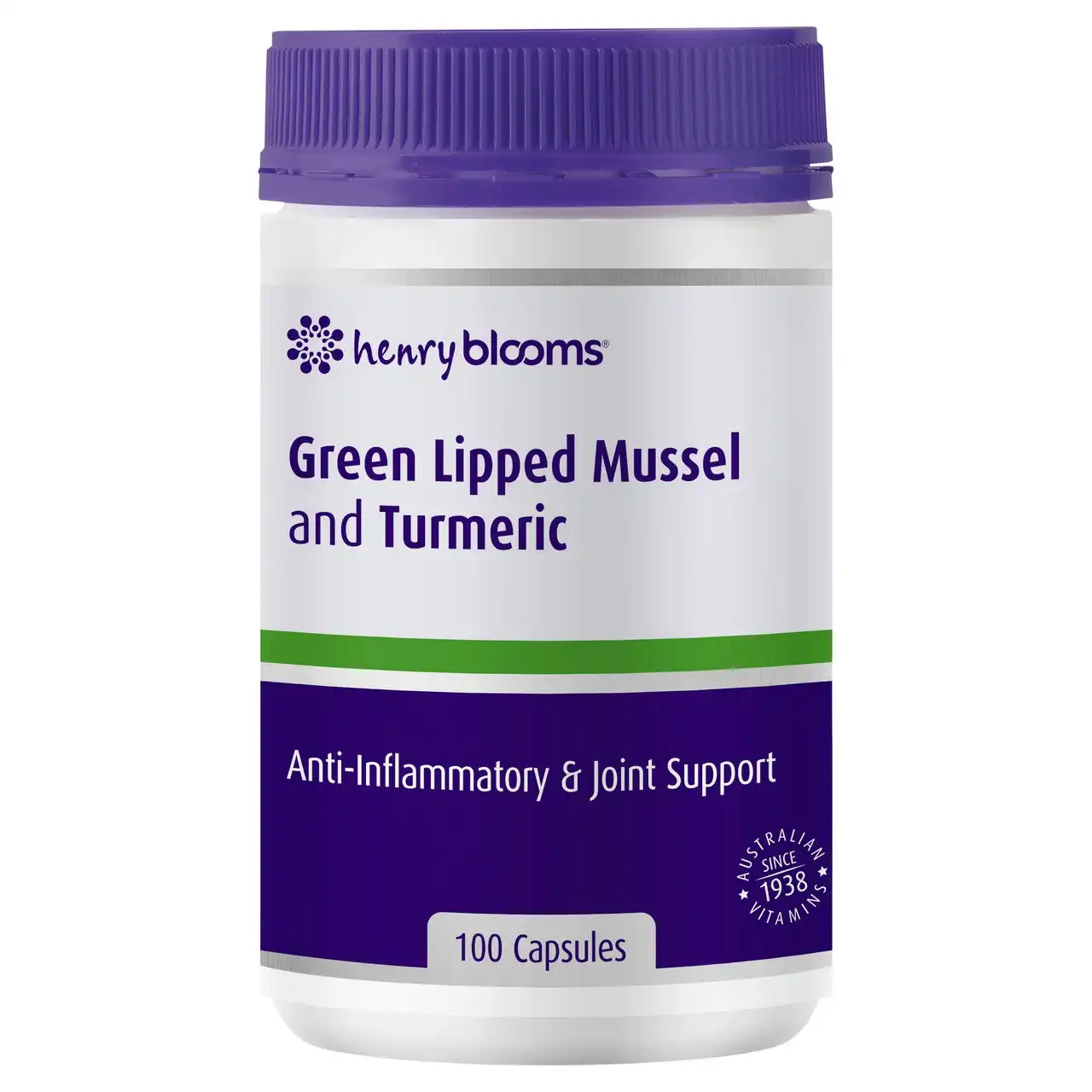 Henry Blooms Green Lipped Mussel and Turmeric 100 capsules