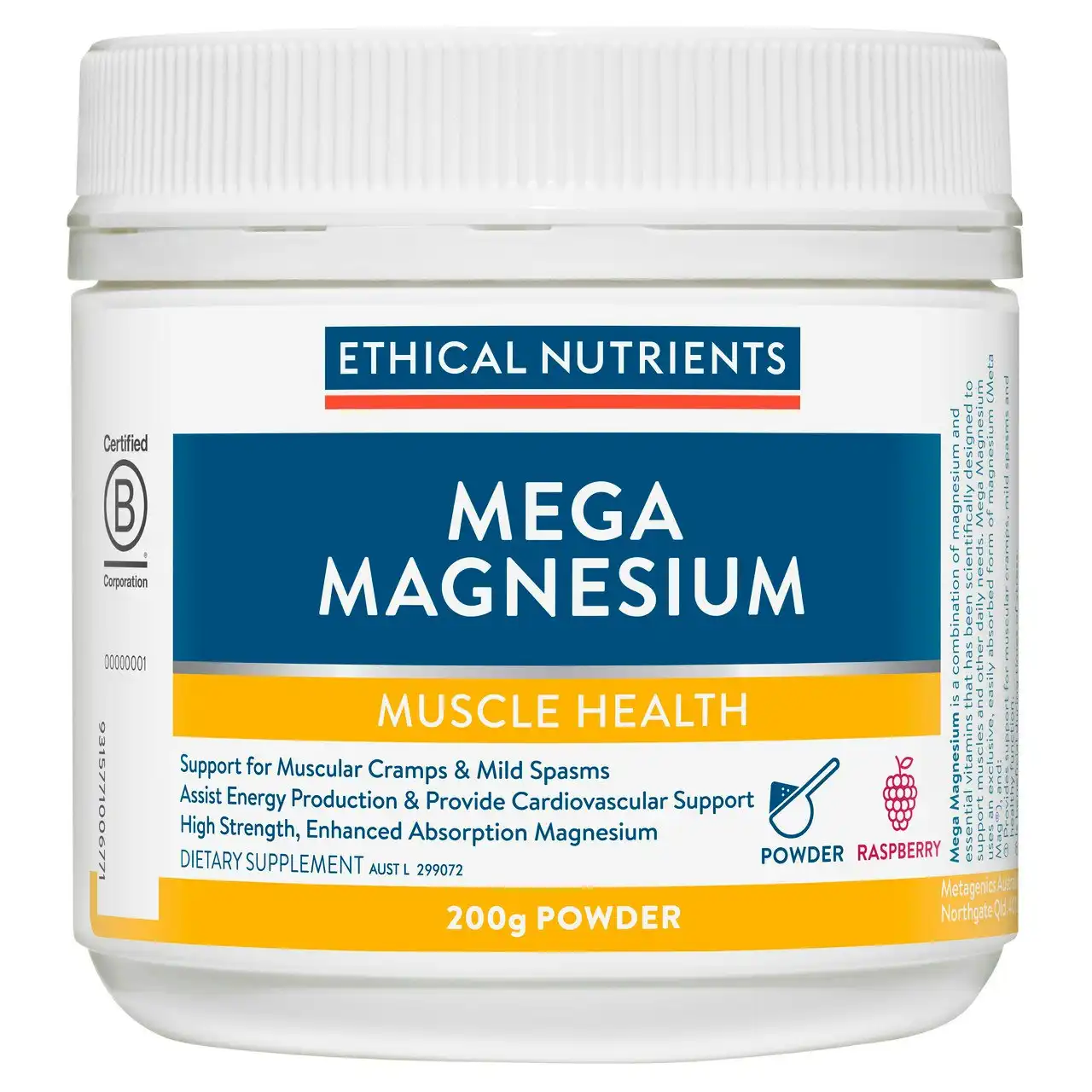 Ethical Nutrients Mega Magnesium Raspberry 200g