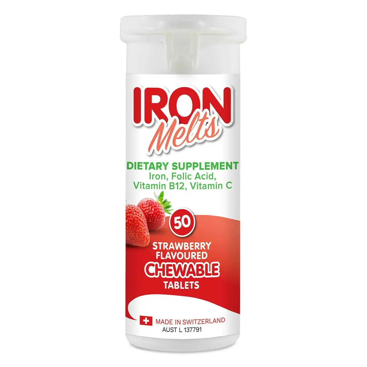 Iron Melts Strawberry Flavoured Chewable Tablets 50