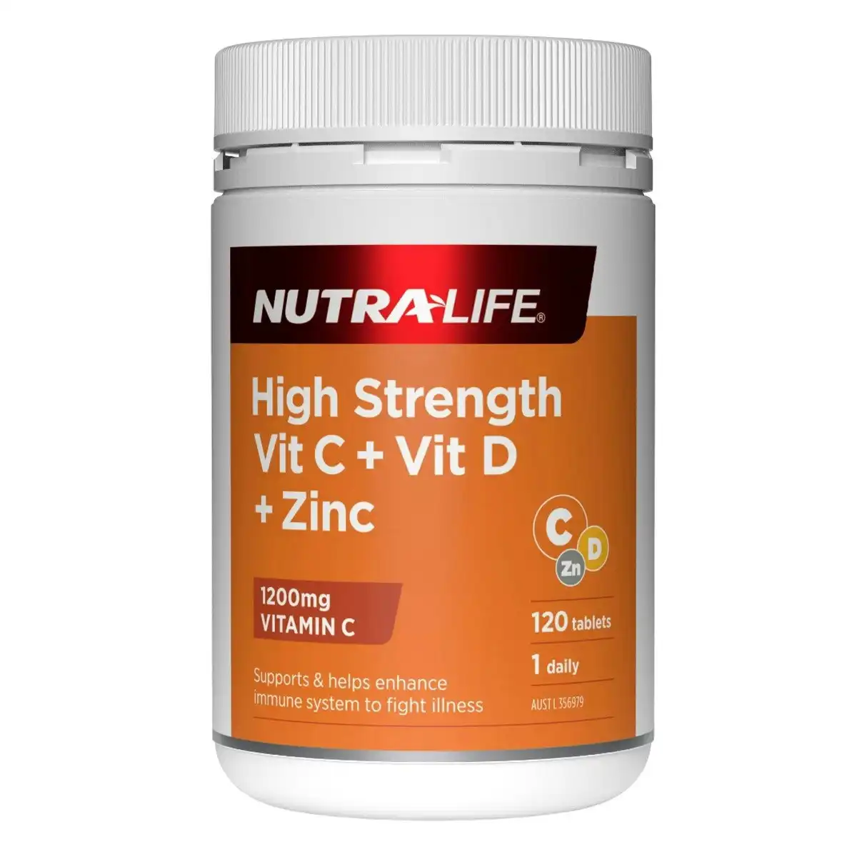 Nutra-Life High Strength Vit C + Vit D + Zinc 120T