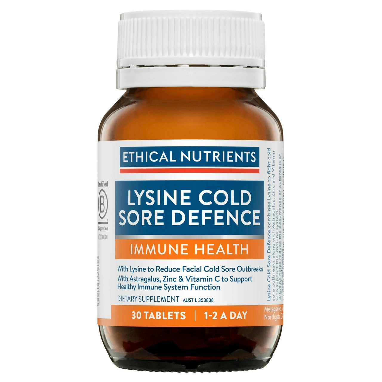 Ethical Nutrients Lysine Cold Sore Defence 30