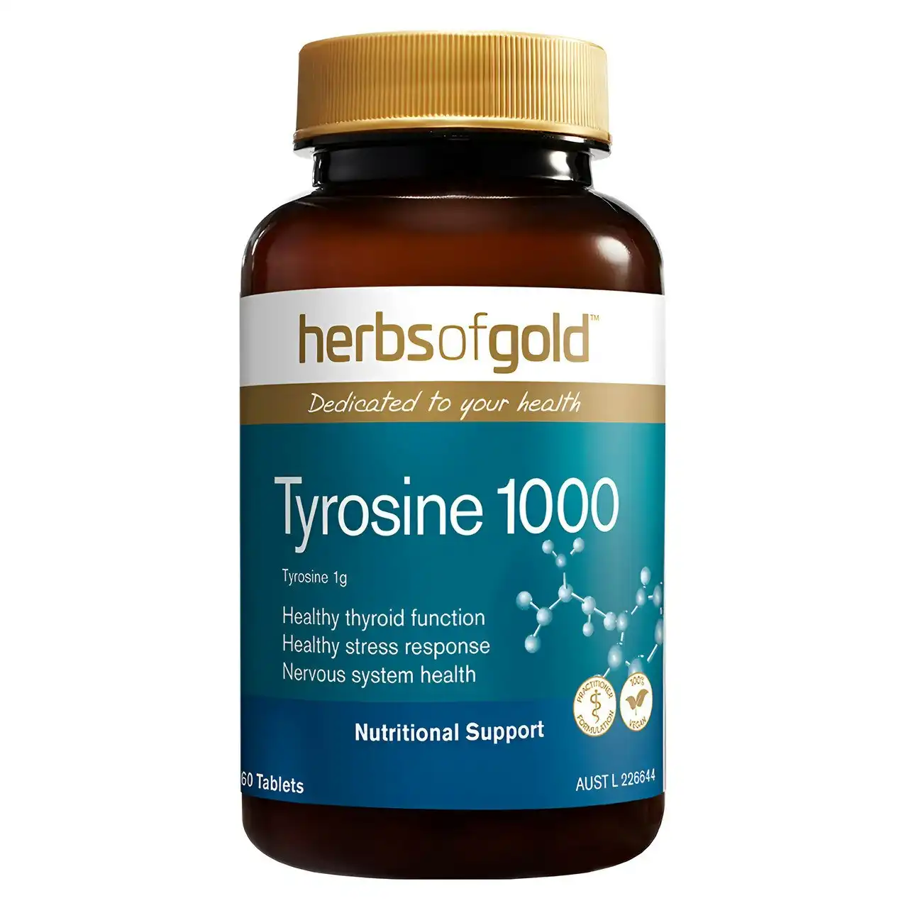 Herbs Of Gold Tyrosine 1000 Tablets 60