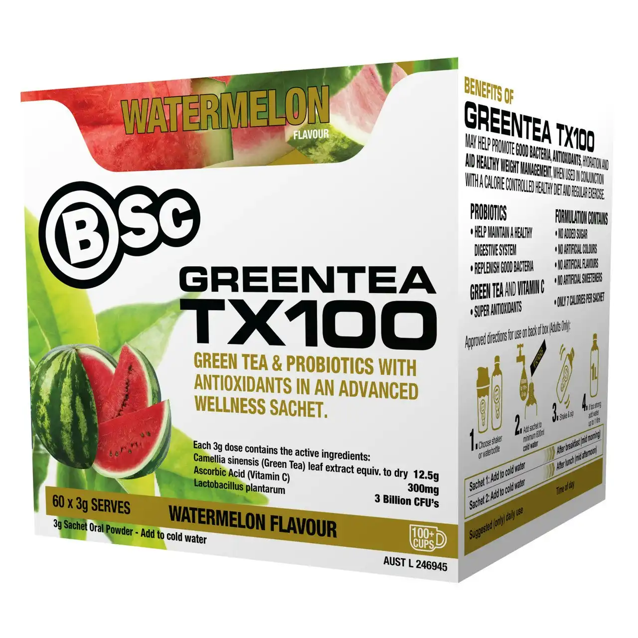 BSc Green Tea TX100 Watermelon 60 Pack 3g