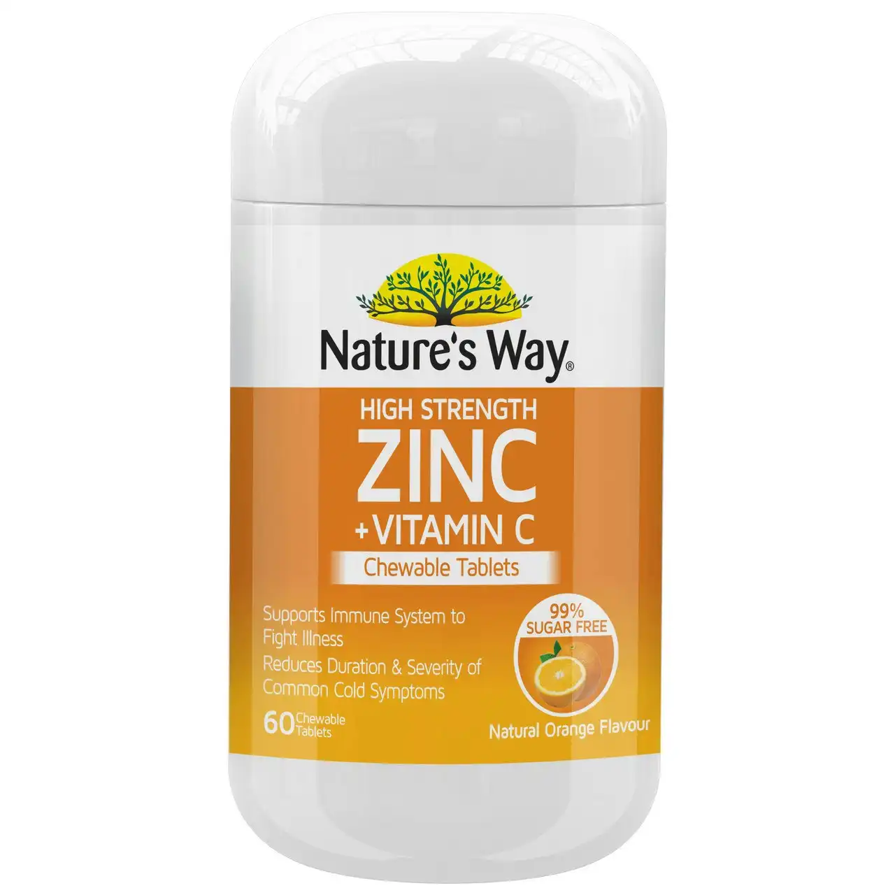 Nature's Way High Strength Zinc + Vitamin C Chewable 60 Tablets