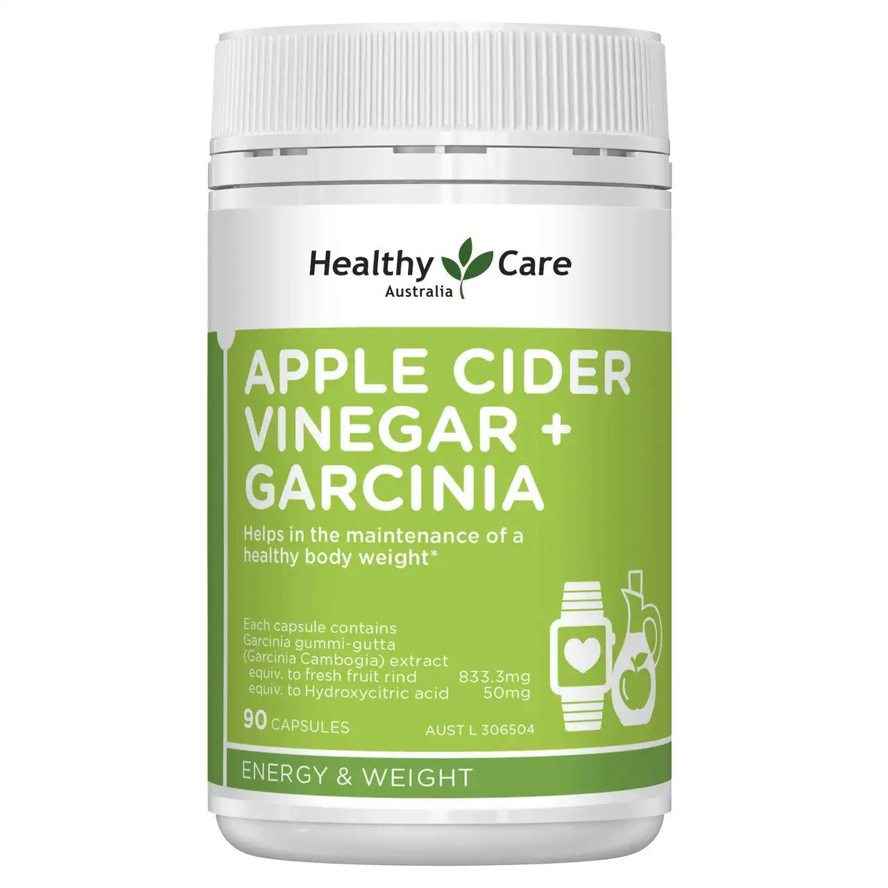 Healthy Care Australia Apple Cider Vinegar + Garcinia 90 Capsules