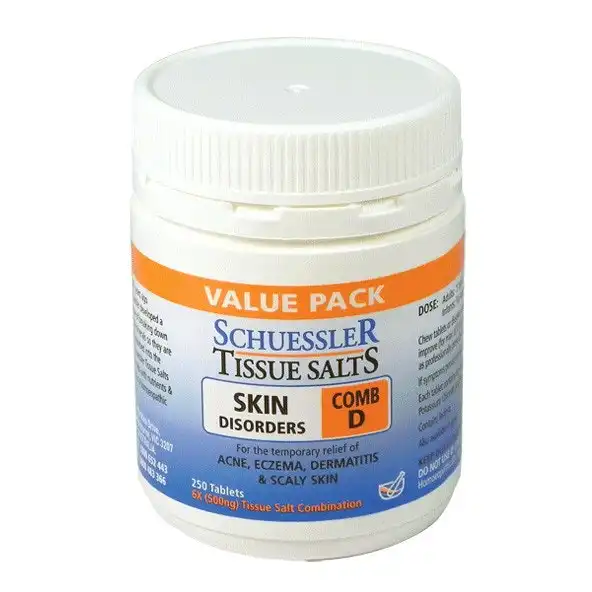 Schuessler Tissue Salts Skin Disorders Comb D 250 Tablets