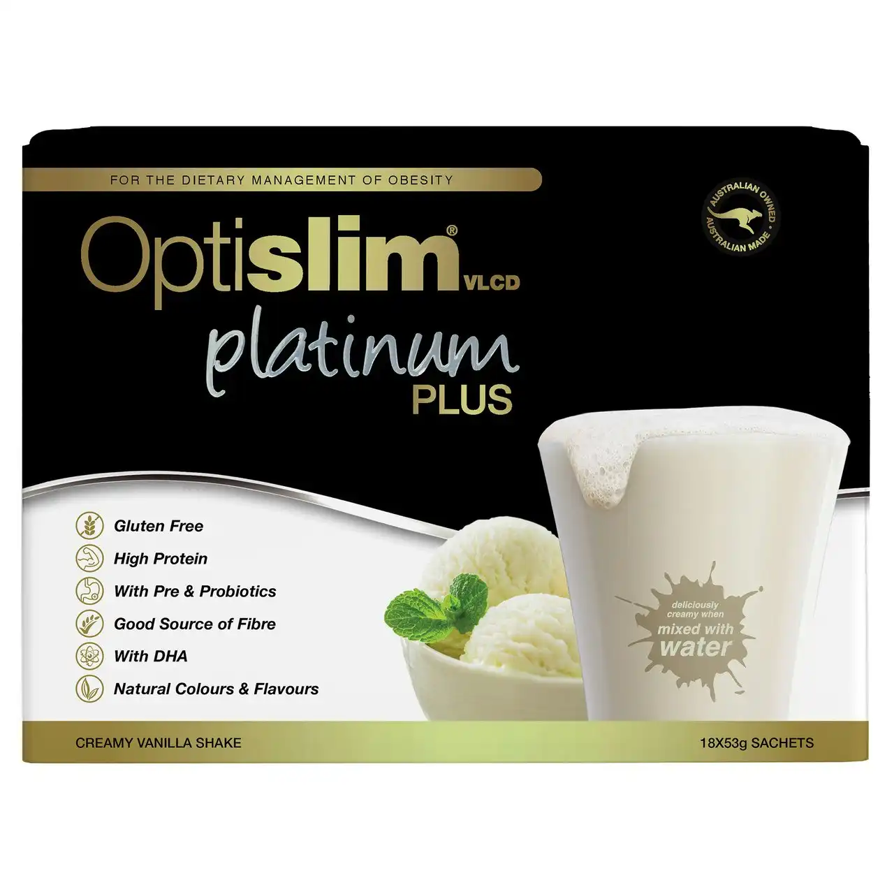 Optislim Platinum Plus Shake Vanilla 18x53g