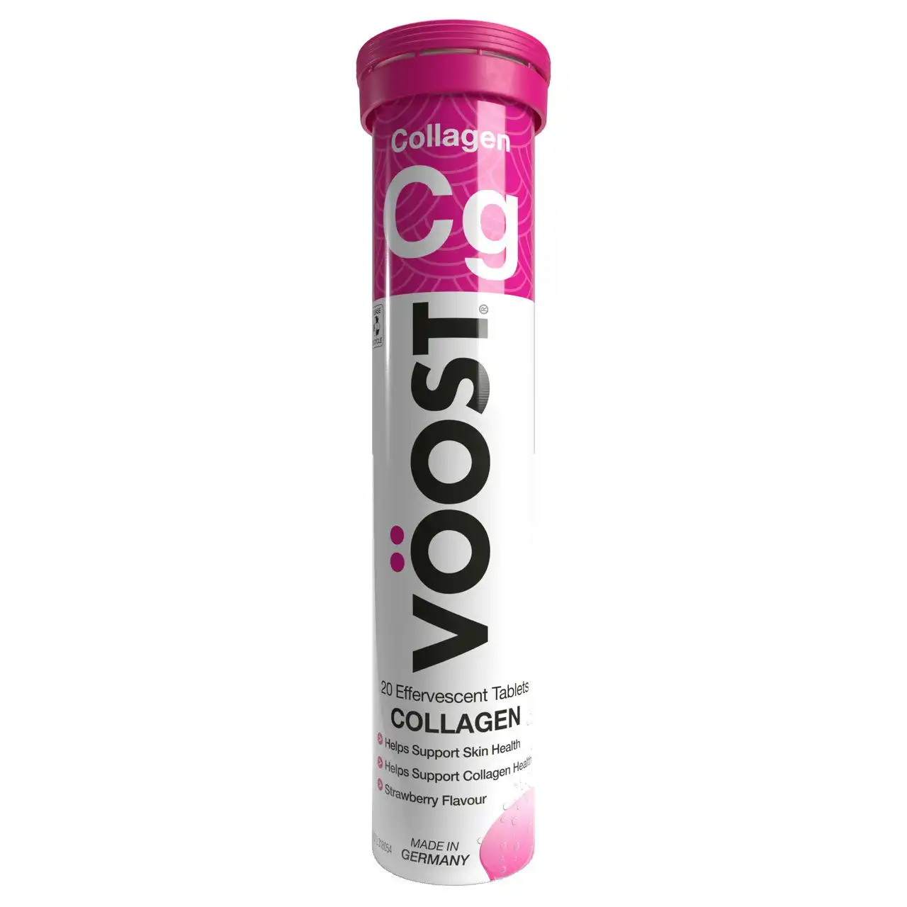 Voost Collagen Strawberry Effervescent Vitamin Supplement to helps support skin hydration 20 Tablets