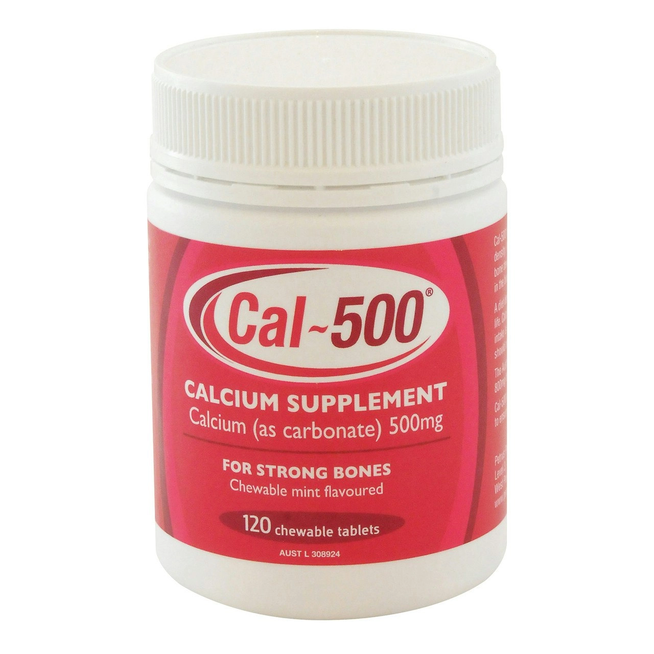 Cal-500 Calcium Supplement 120 Chewable Mint Tablets