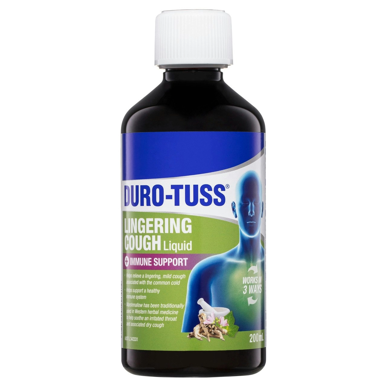 Duro-Tuss Lingering Cough Liquid Immune Support Blackberry & Vanilla 200mL