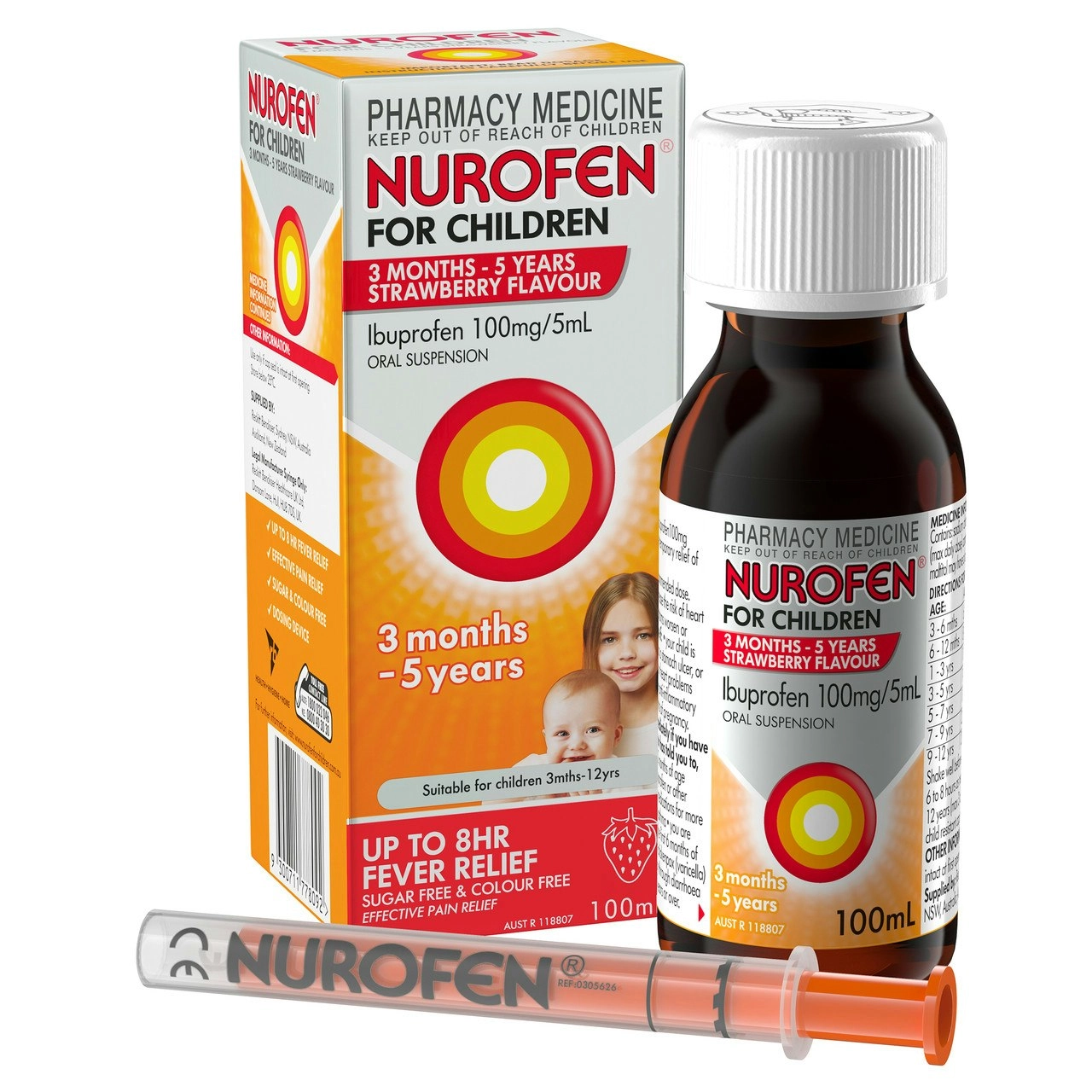 Nurofen For Children 3months - 5years Ibuprofen Liquid Strawberry 100ml