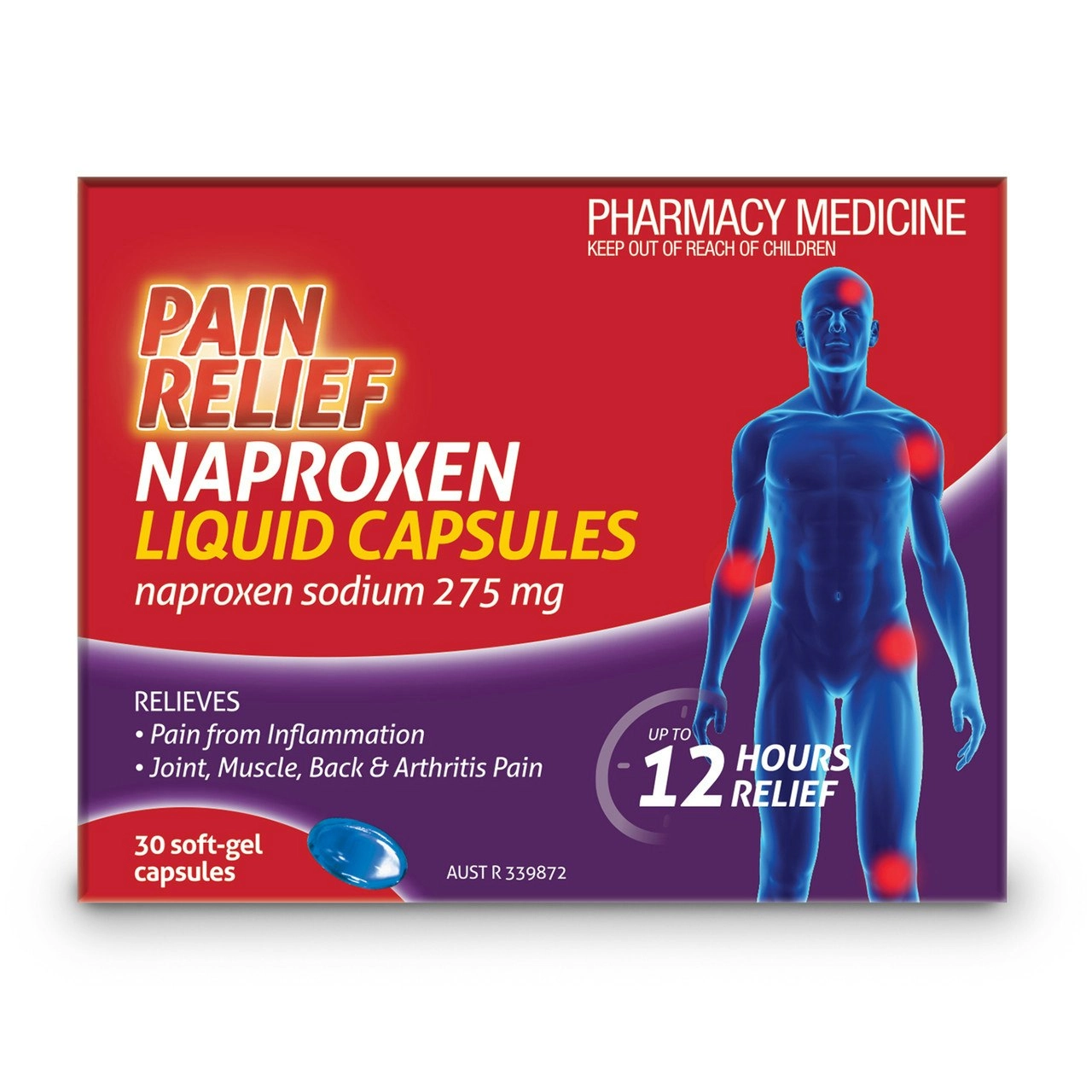 Pain Relief Naproxen Liquid Capsules 30