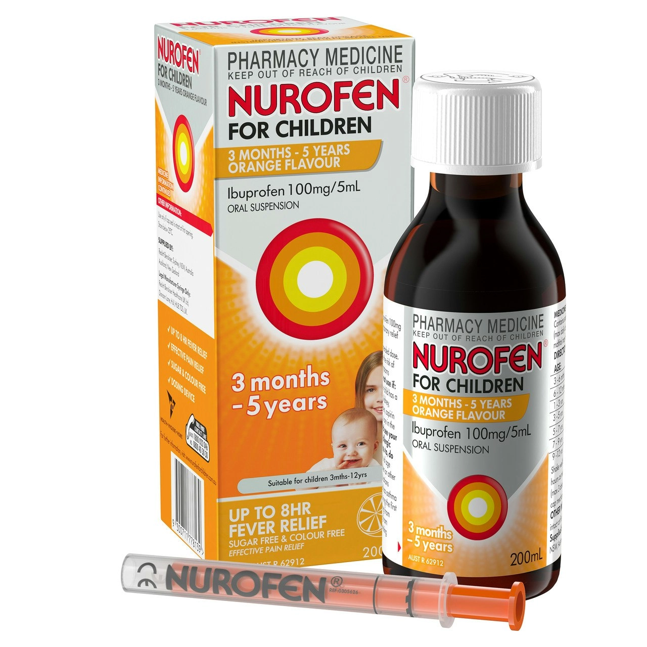 Nurofen For Children 3months - 5years Ibuprofen Liquid Orange 200ml