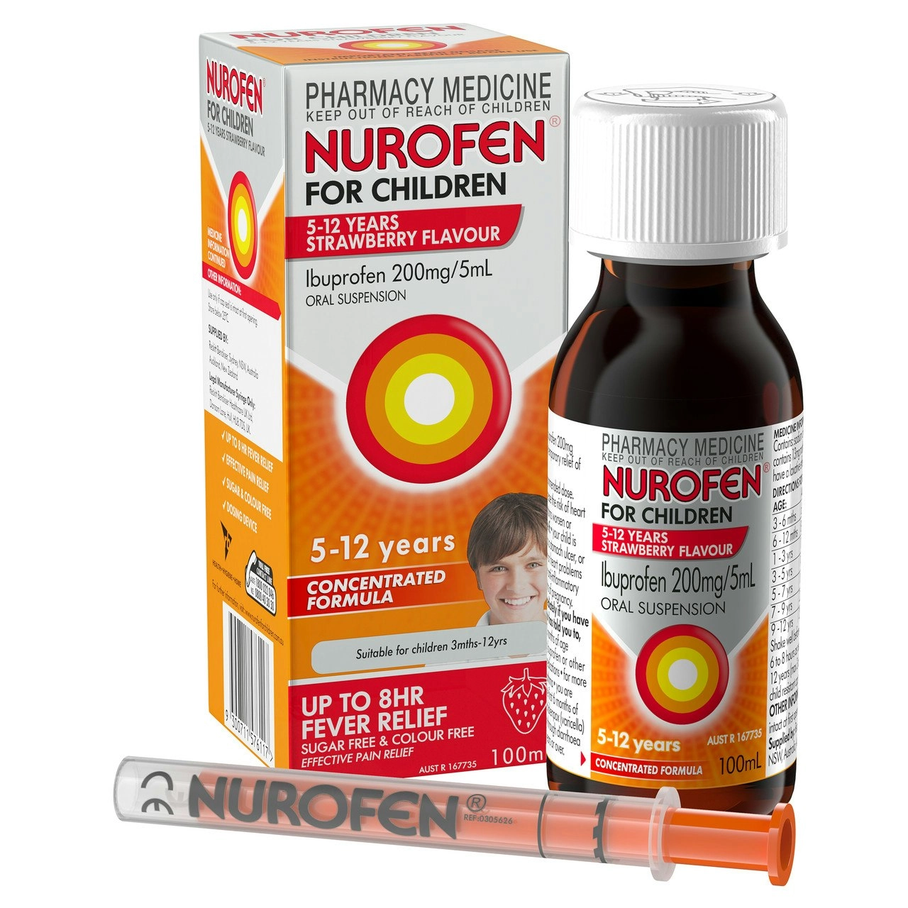 Nurofen For Children 5-12yrs  Ibuprofen Liquid Strawberry 100ml