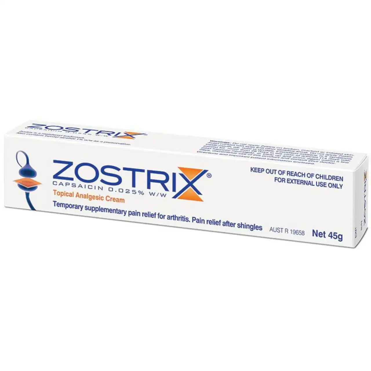 ZOSTRIX capsaicin 0.025%w/w cream tube 45g