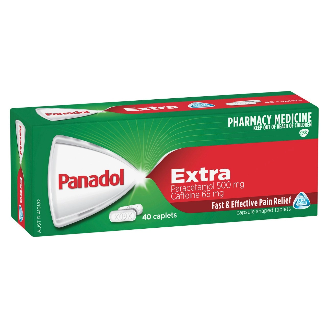 Panadol Extra for Pain Relief, Paracetamol & Caffeine -  500mg 40 Caplets