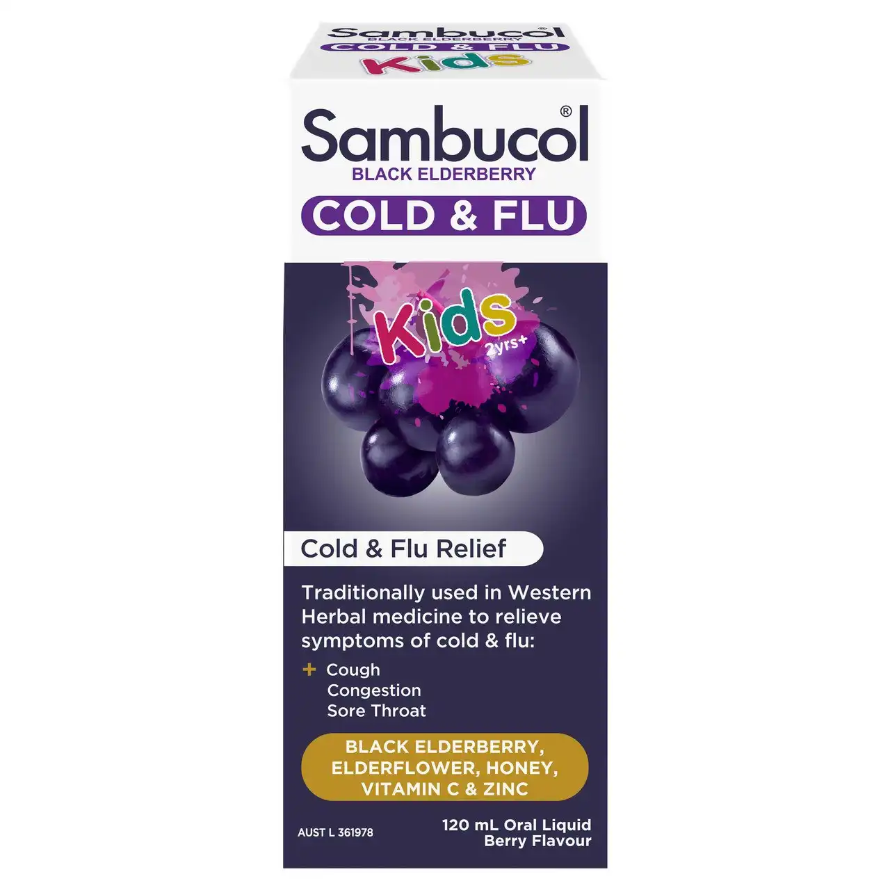 Sambucol Black Elderberry Cold & Flu Relief Kids Liquid 120ml