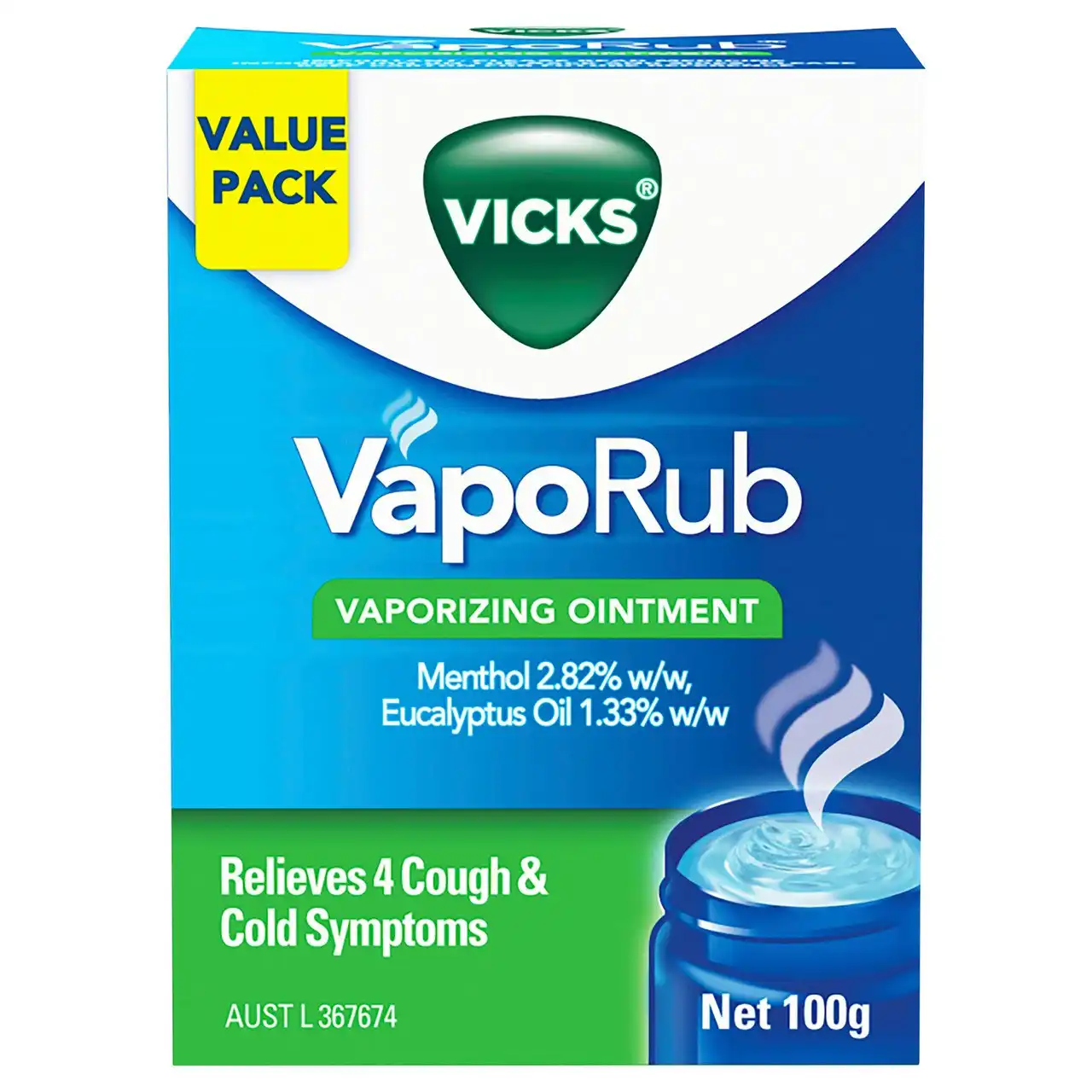 Vicks VapoRub Vaporizing Ointment Relief from Cough & Cold Symptoms 100g - Cough & Cold