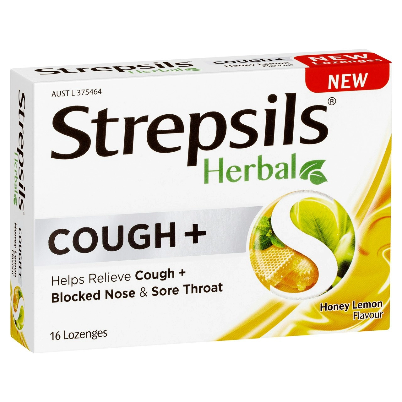 Strepsils Herbal Cough + Lozenges Honey Lemon 16 Pack