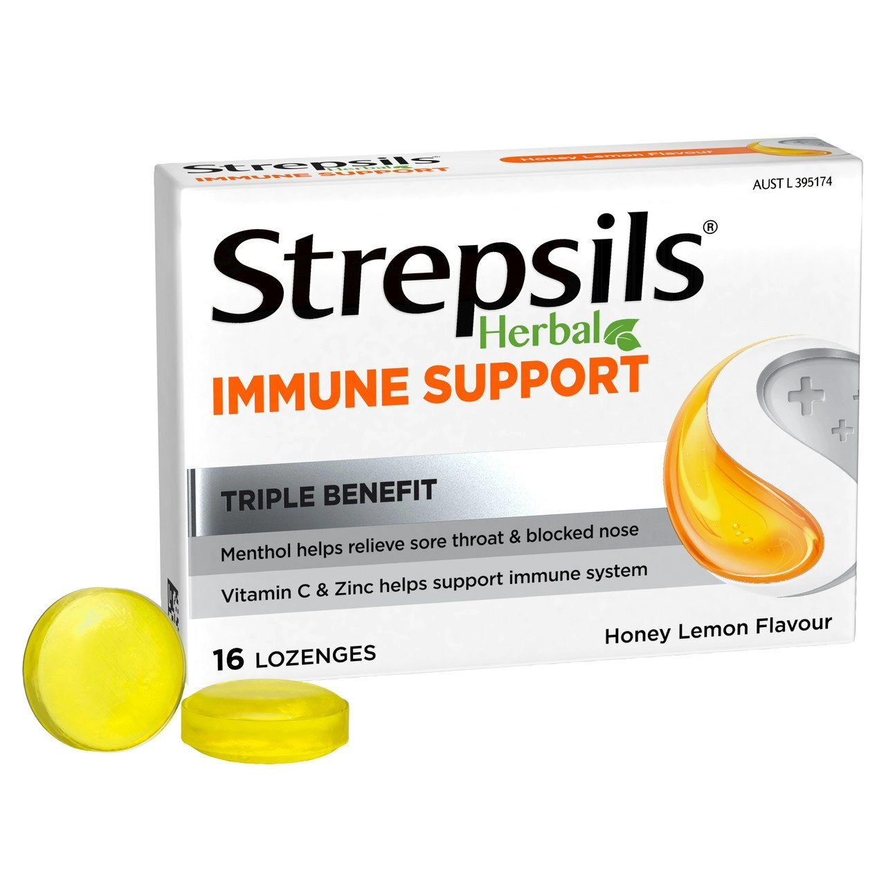 Strepsils Herbal Immune Support Lozenges Honey Lemon 16s