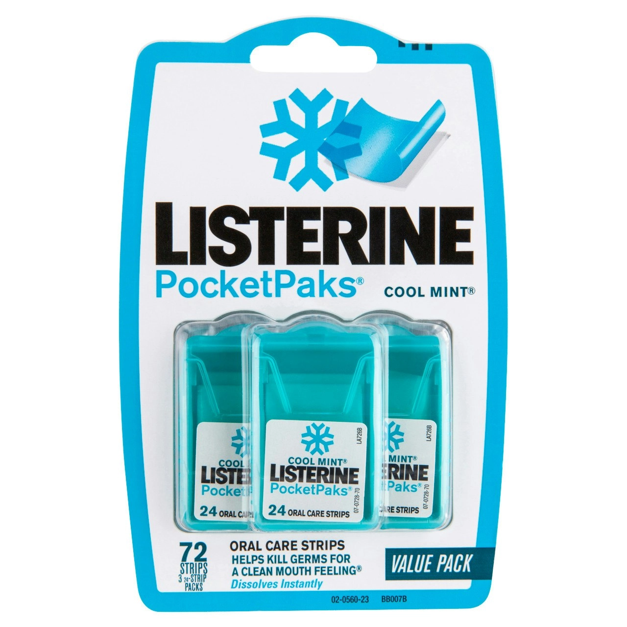 Listerine Pocketpaks Oral Care Strips Cool Mint Value Pack 72