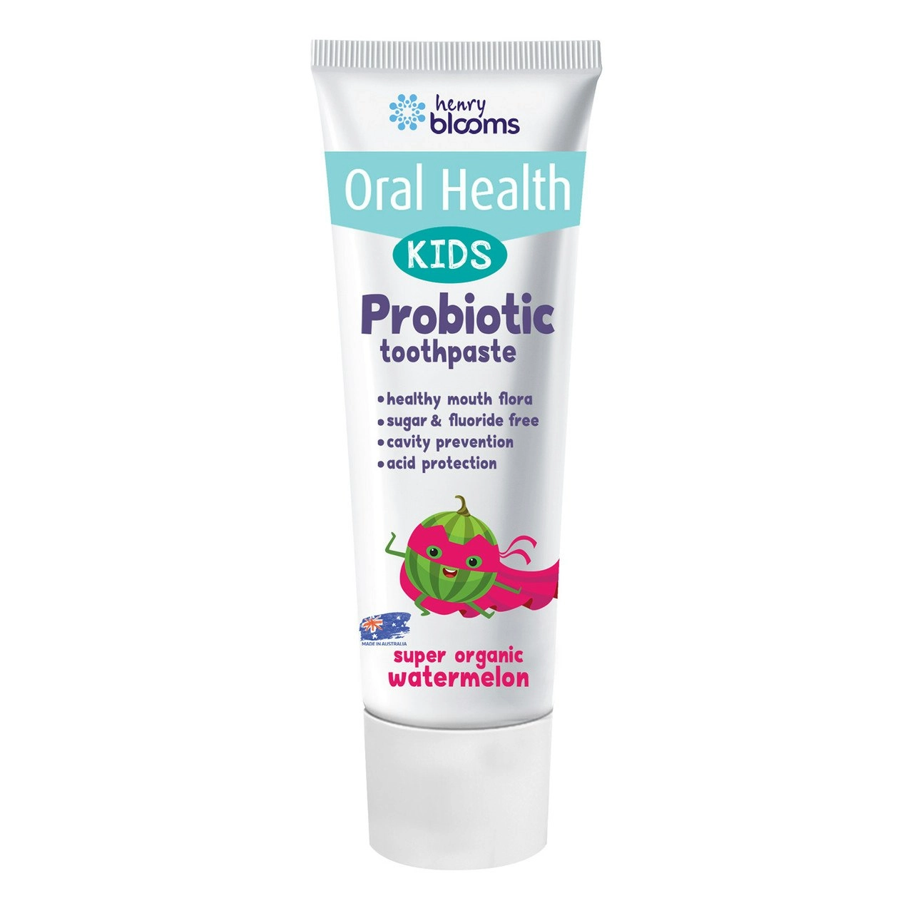 Henry Blooms Kids Probiotic Toothpaste Super Organic Watermelon 50g