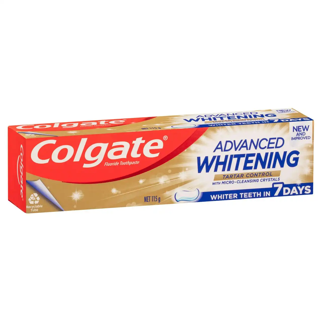 Colgate Advanced Whitening Tartar Control Toothpaste, 115g, with Micro-Cleansing Crystals