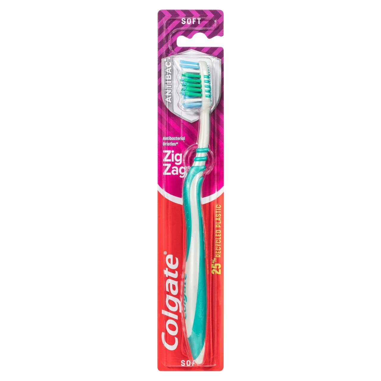 Colgate Zig Zag Manual Toothbrush, 1 Pack, Soft Bristles, Antibacterial Bristles