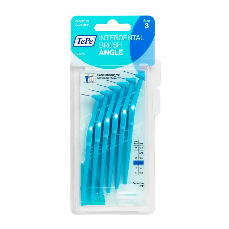 Tepe Interdental Angle Brush 0.8mm Size 3 (Blue) 6 Pack
