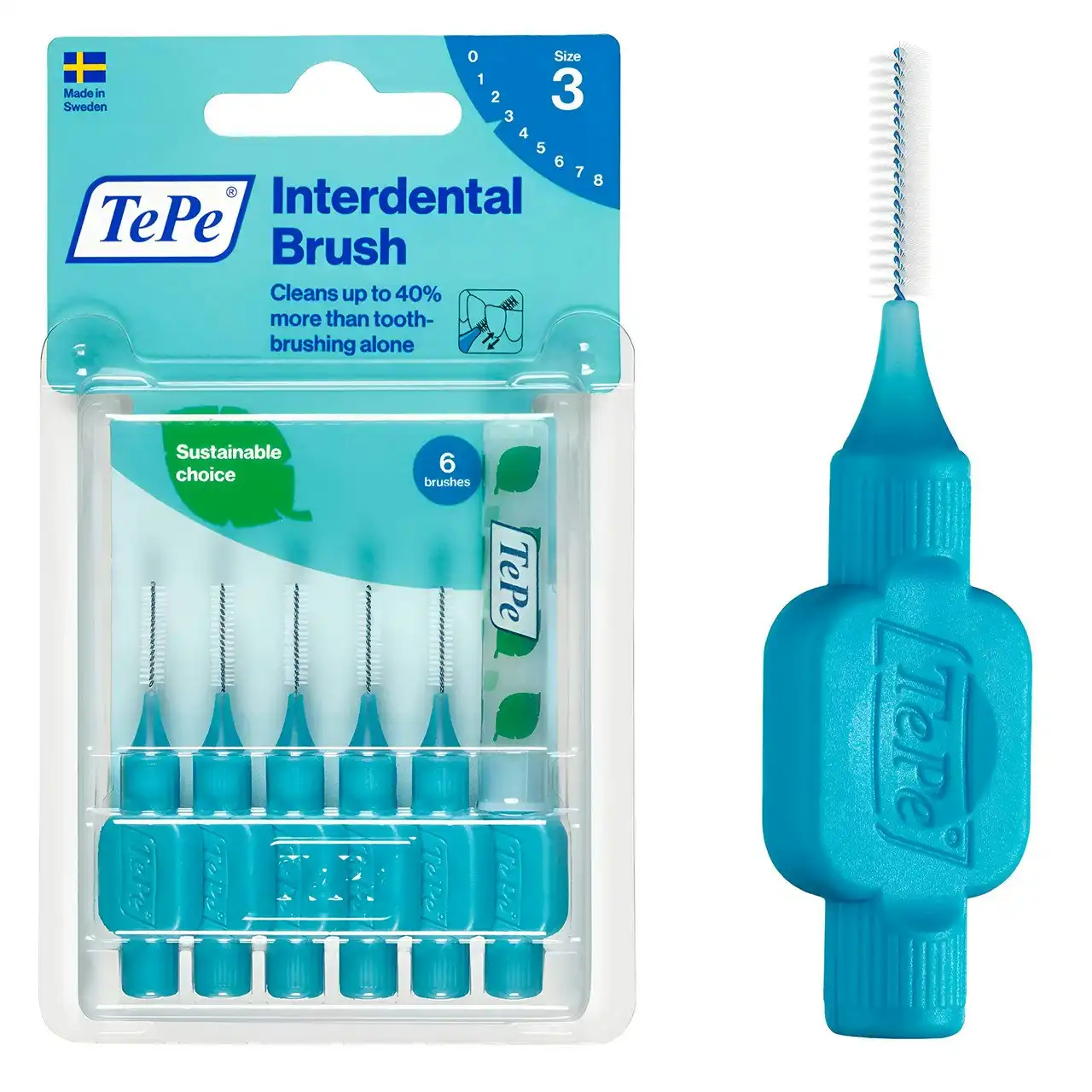 TePe Interdental Brush 0.6mm Size 3 (Blue) 6 Pack