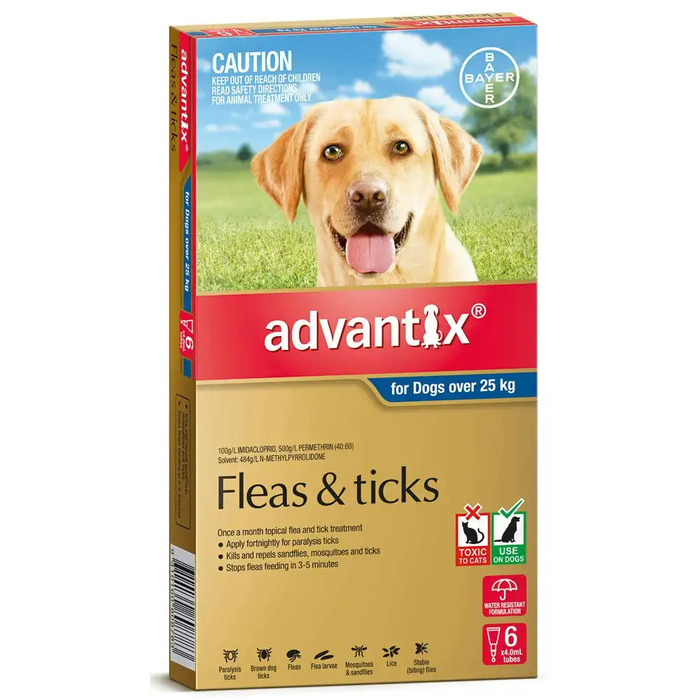 Advantix(TM) Fleas, Ticks & Biting Insects for Dogs Over 25kg - 6 Pack