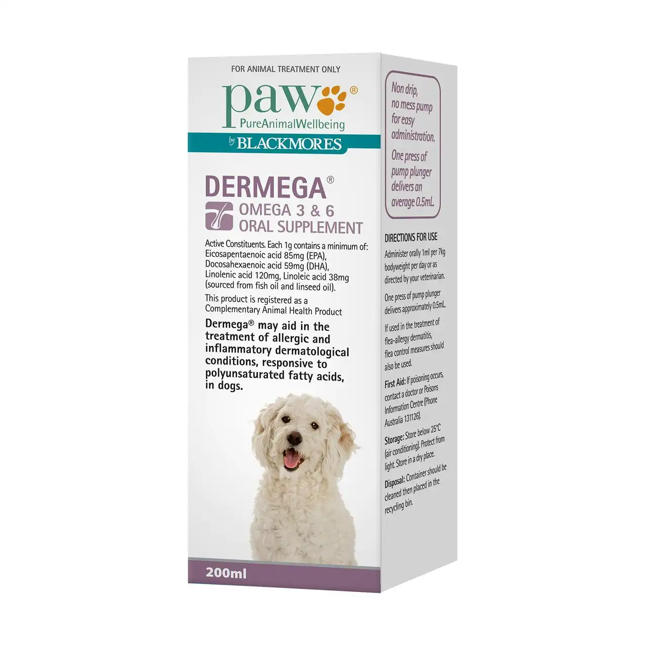 PAW by Blackmores Dermega Skin Support Fish Oil for Dogs (200ml)