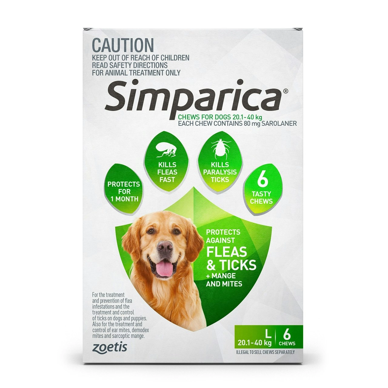 Simparica Chews For Large Dogs 20.1 - 40kg 6 Pack