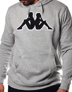 3 x Mens Kappa Logo Tairiti Hooded Sweater 902 Pullover Hoodie Grey/Black