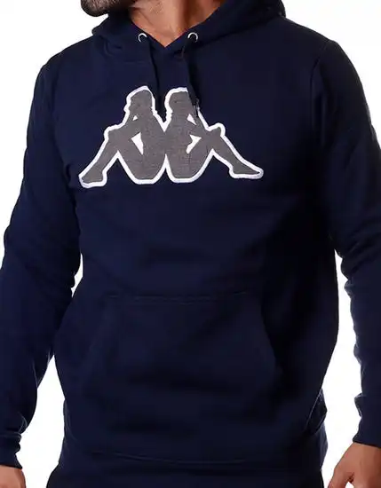 2 x Mens Kappa Logo Tairiti Hooded Sweater 922 Pullover Hoodie Blue/Grey