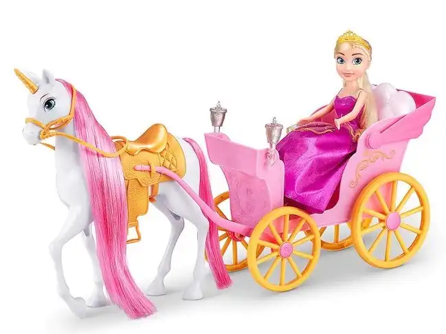 Sparkle Girlz Unicorn and Princess Doll with Carriage Set